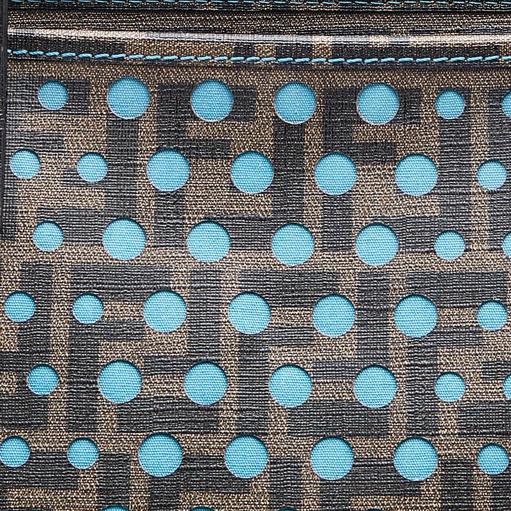 Fendi Tobacco/Blue Zucca Coated Canvas Perforated Spalmati Roll Shopper Tote 5