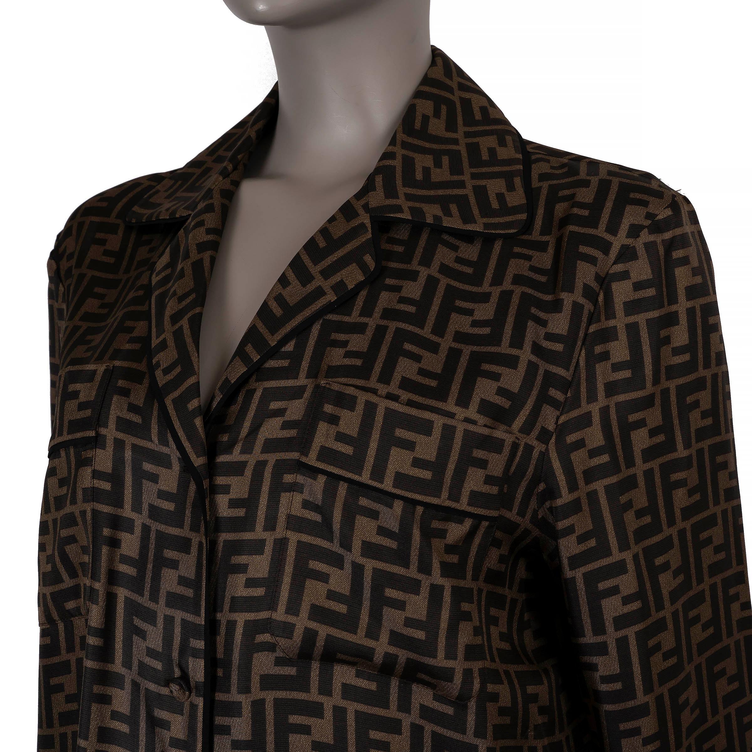 Donna Fendi Camicia ZUCCA OVERSIZE marrone tabacco in seta 2023 40 S in vendita