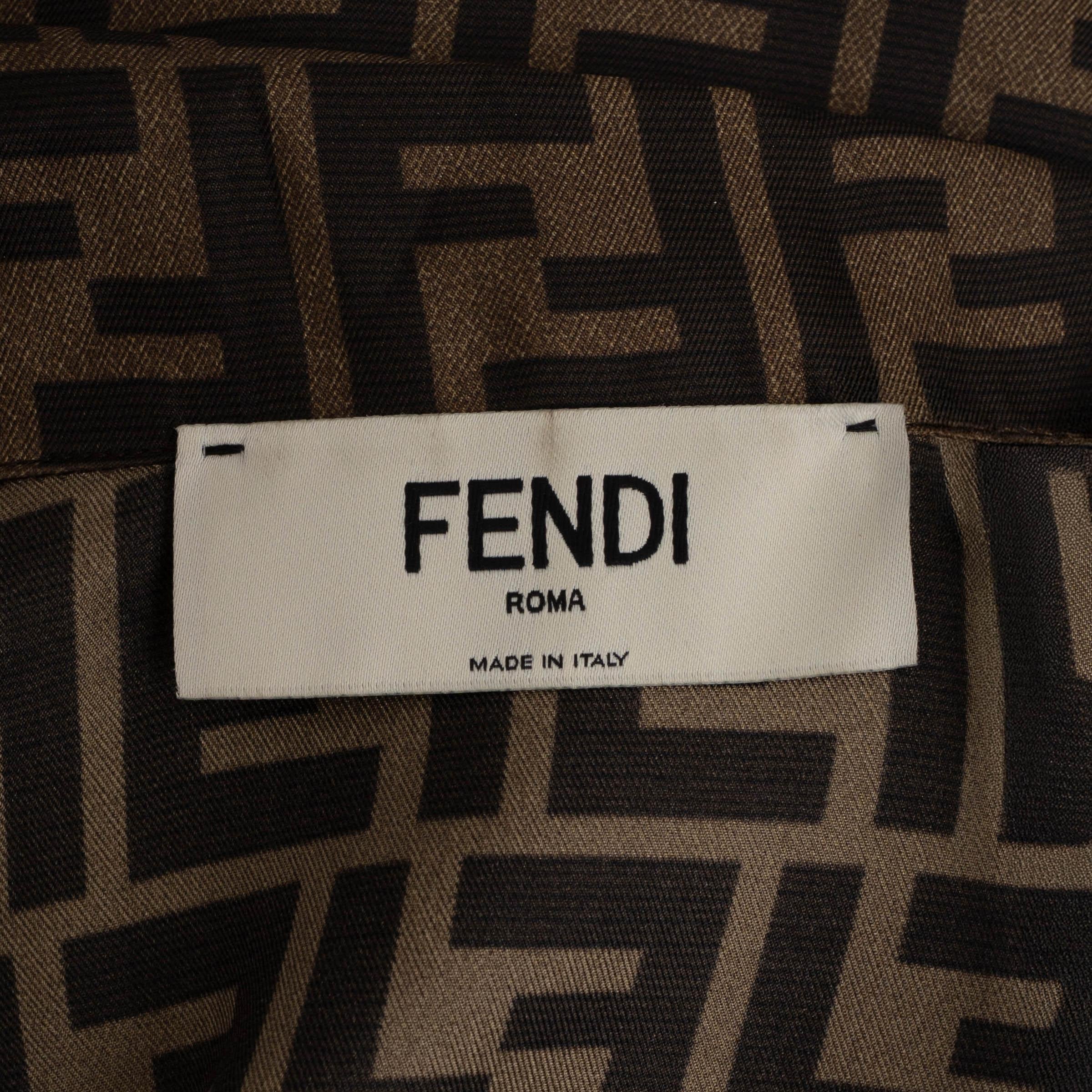 Fendi Camicia ZUCCA OVERSIZE marrone tabacco in seta 2023 40 S in vendita 1