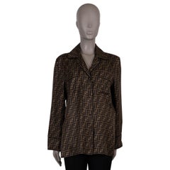 Fendi Camicia ZUCCA OVERSIZE marrone tabacco in seta 2023 40 S