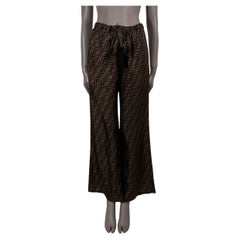 FENDI Tabac soie marron 2023 ZUCCA PALAZZO Pantalon 40 S