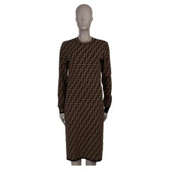 FENDI Abito in viscosa ZUCCA FF JACQUARD marrone tabacco L.A.
