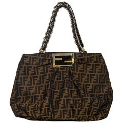 Fendi Tobacco Brown Zucca Borsa Mia Tote Bag