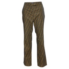 Fendi Tobacco Brown Zucca Jacquard Straight Fit Trousers L