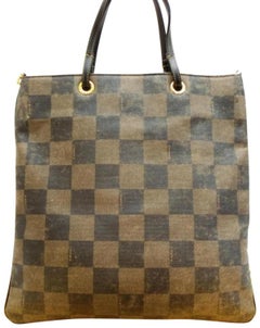 Fendi Tobacco Checker Square Roma 2way 232183 Brown Coated Canvas Tote