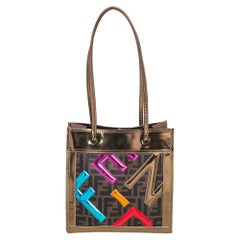 Fendi Tobacco/Gold Zucca Coated Canvas and Leather Tote