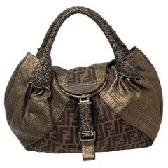 Fendi Tobacco/Metallic Zucca Canvas and Leather Spy Bag