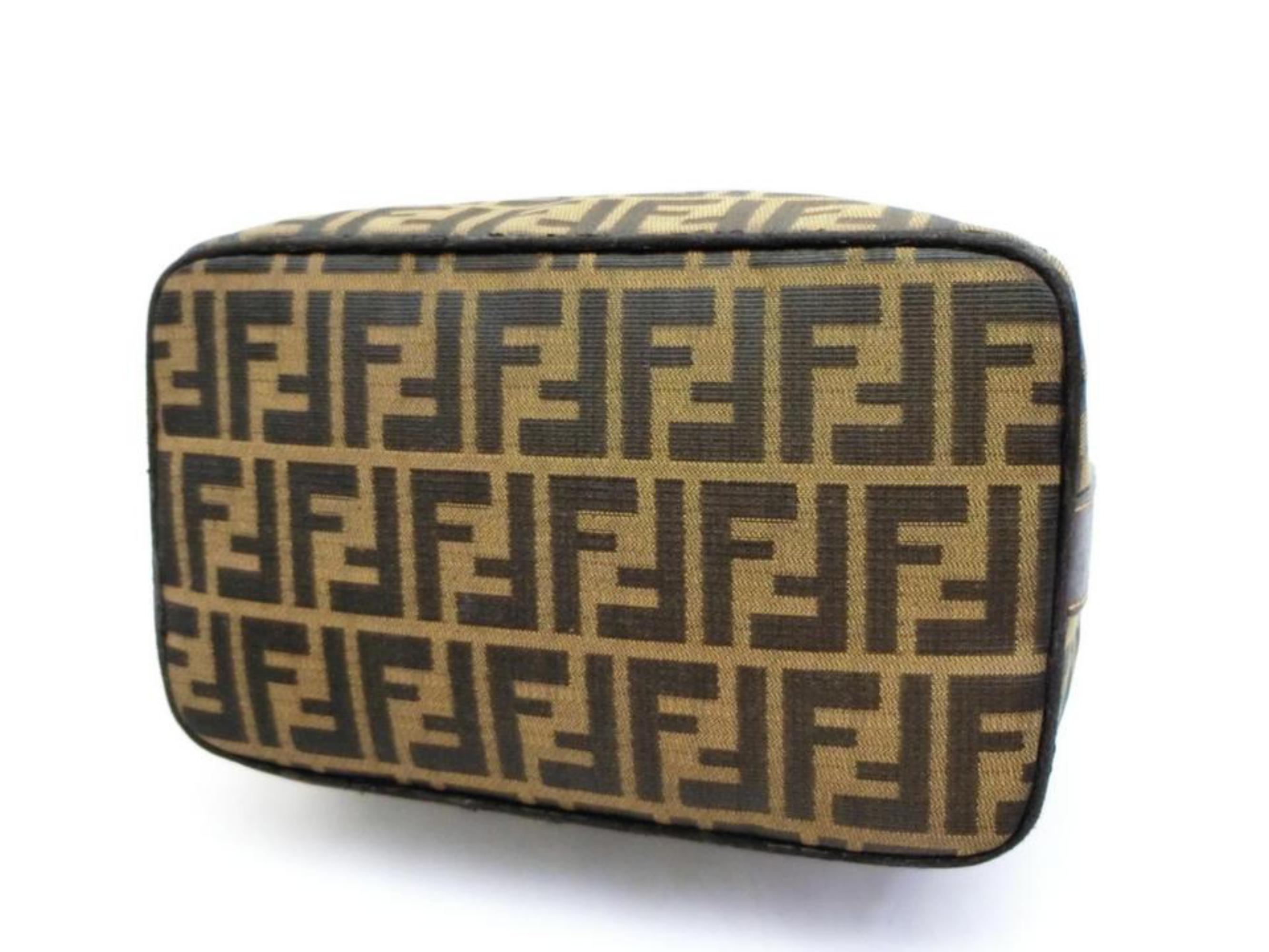 Fendi Tobacco Monogram Ff Logo Zucca Buckle Belt Boston Bag231081 Brown Canvas S 5