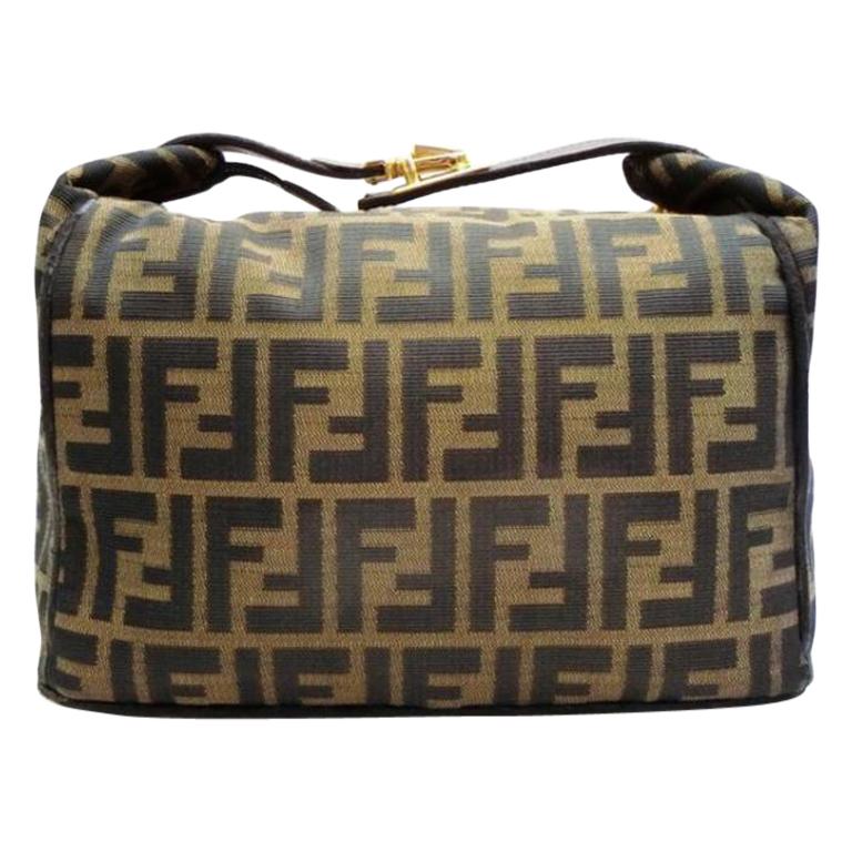 Fendi Tobacco Monogram Ff Logo Zucca Buckle Belt Boston Bag231081 Brown Canvas S