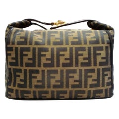 Fendi Tobacco Monogram Ff Logo Zucca Buckle Belt Boston Bag231081 Brown Canvas S