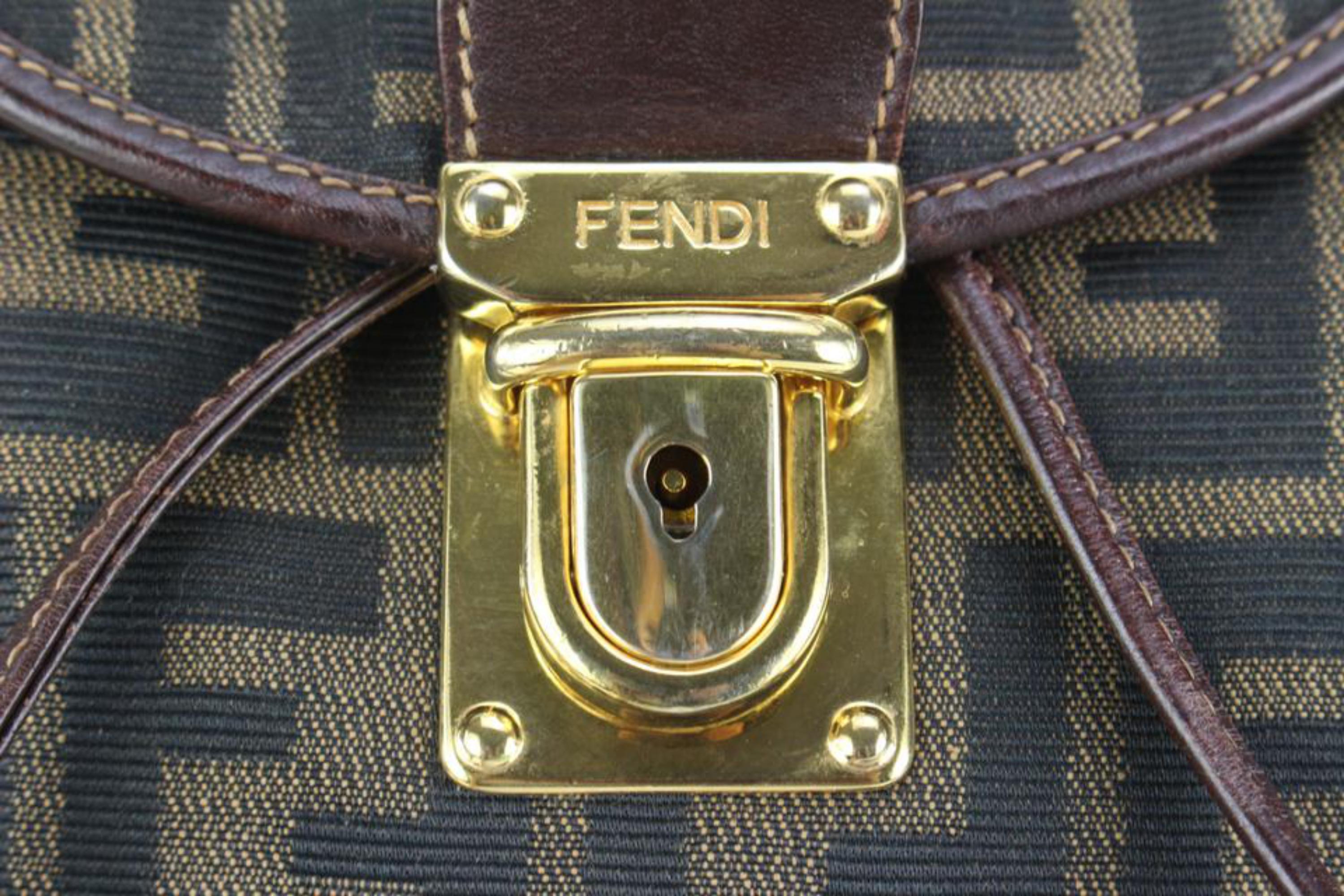 Fendi Tobacco Monogram FF Zucca Backpack 54f518s In Good Condition In Dix hills, NY