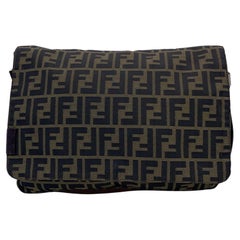 Fendi Tobacco Monogram Zucca Canvas Messenger Crossbody Bag