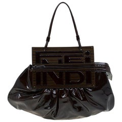 Fendi Tobacco Patent Leather To You Convertible Clutch Bag