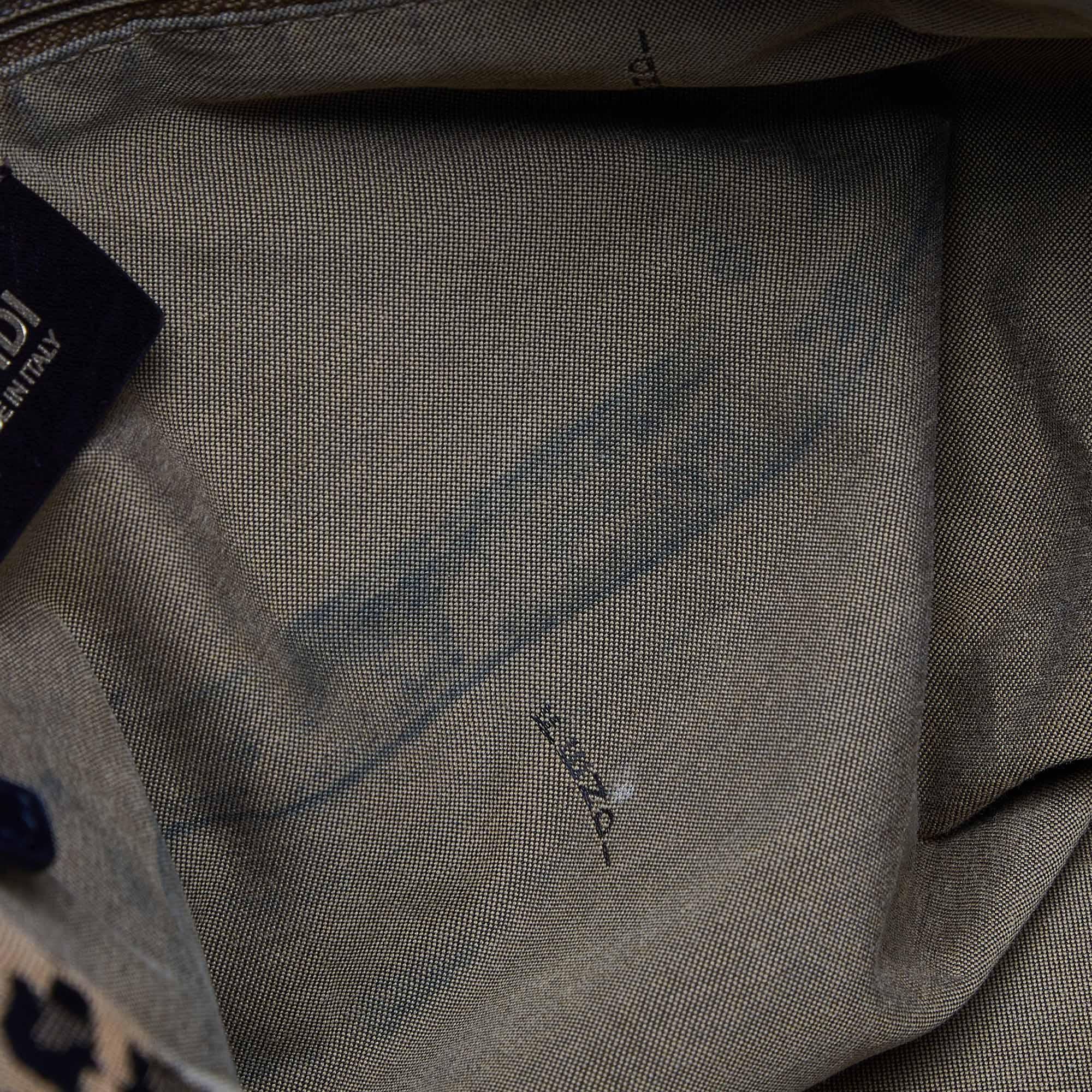 Fendi Tobacco Zucca and Leopard Print Canvas Borsa Chef Tote 3