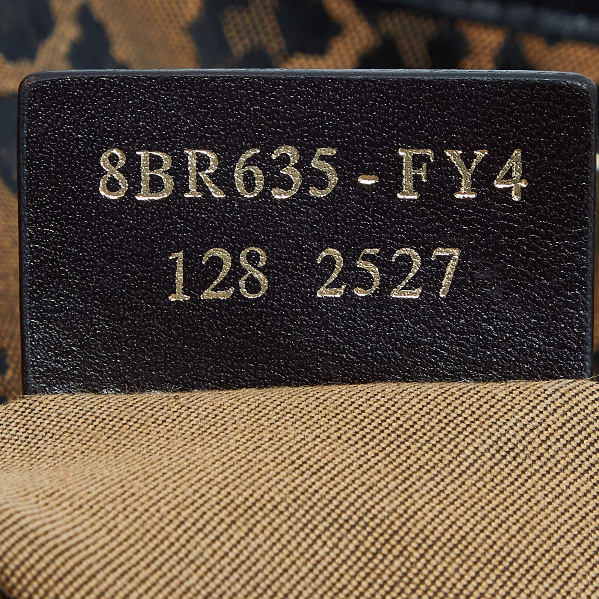 Fendi Tobacco Zucca and Leopard Print Canvas Borsa Chef Tote 4