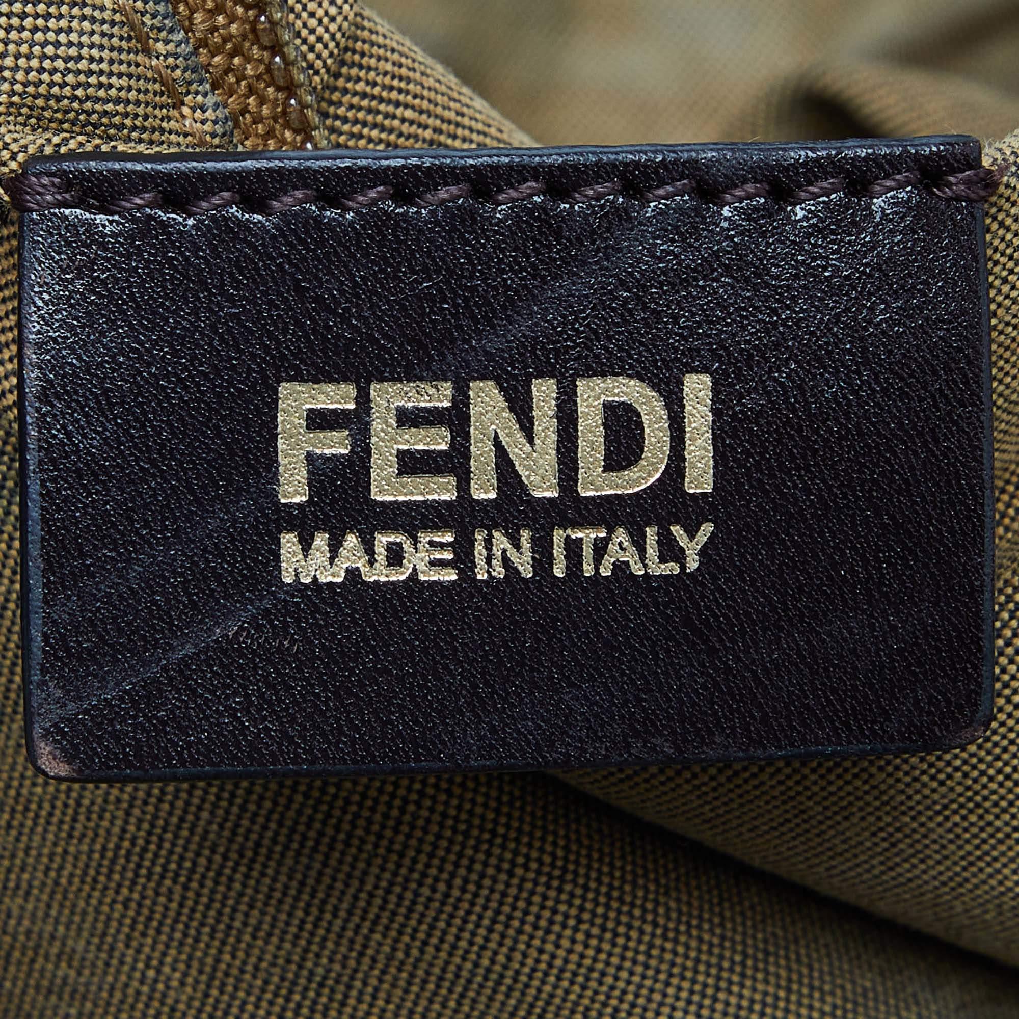 Fendi Tobacco Zucca and Leopard Print Canvas Borsa Chef Tote 5