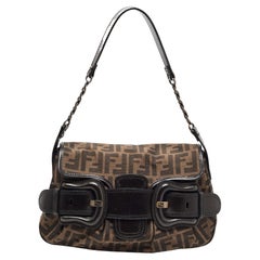 Fendi Tobacco Zucca Canvas and Leather B Bis Shoulder Bag