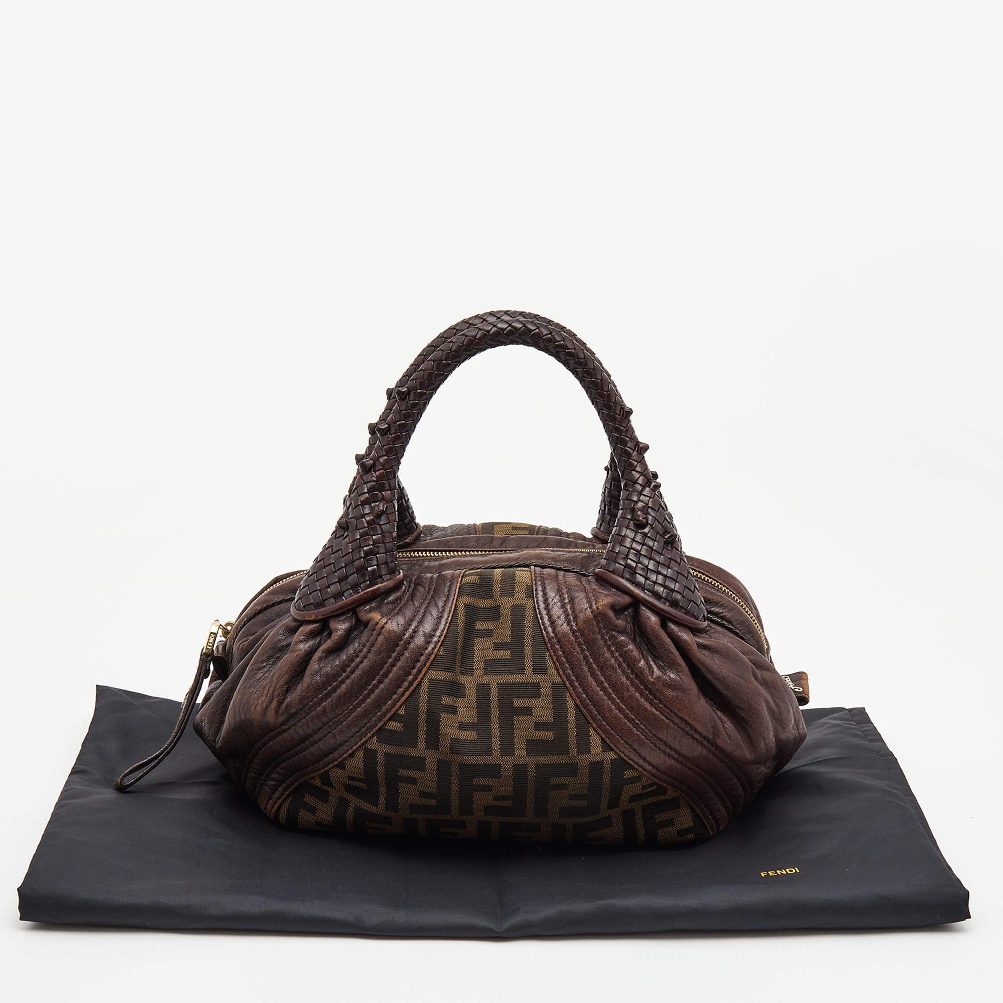 Fendi Tobacco Zucca Canvas and Leather Baby Spy Bag 9