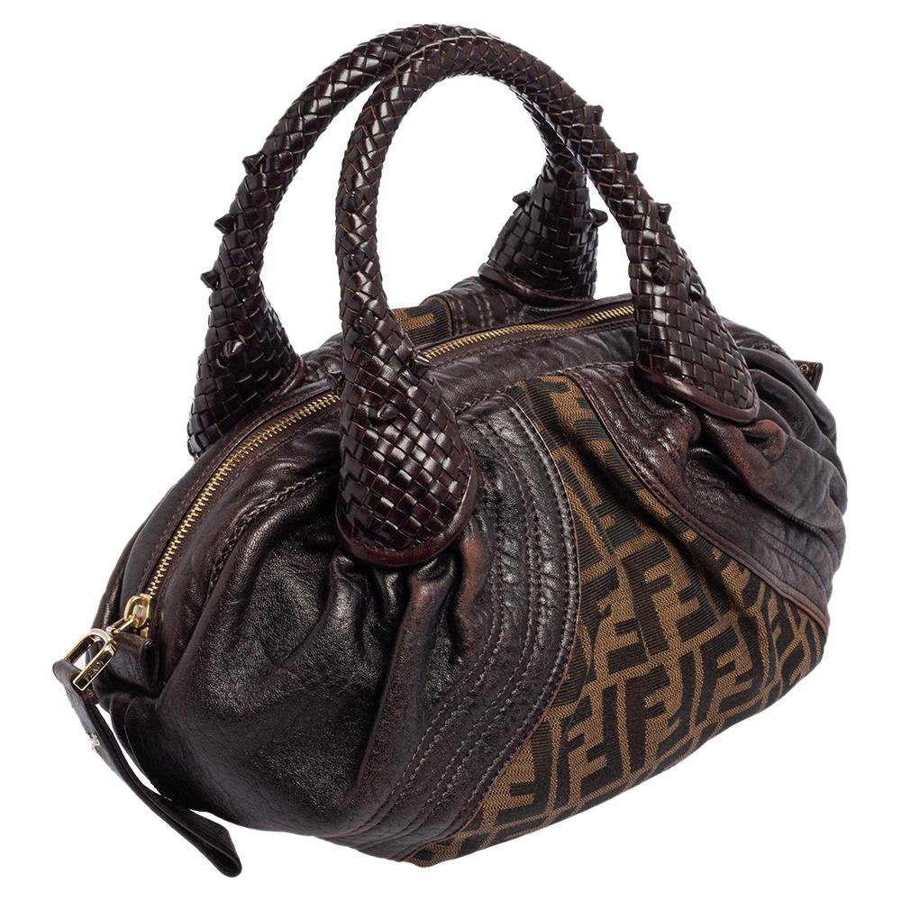 Black Fendi Tobacco Zucca Canvas and Leather Baby Spy Bag