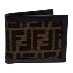 FENDI Creeping Wallet Zukka Brown Black USED T21891