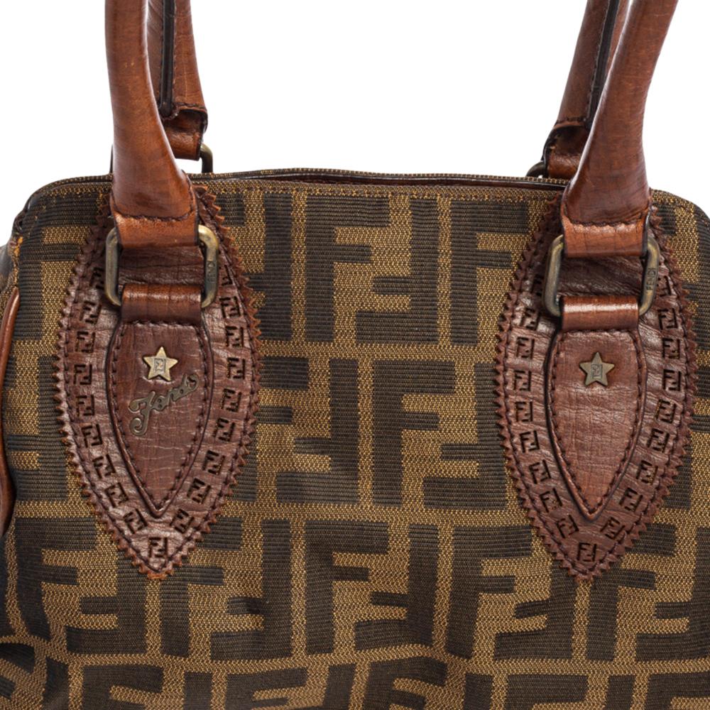 Fendi Tobacco Zucca Canvas and Leather Chef De Jour Bag 1