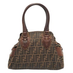 Fendi Tobacco Zucca Canvas and Leather Chef De Jour Bag