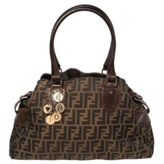 Fendi Tobacco Zucca Canvas and Leather Chef De Jour Bag