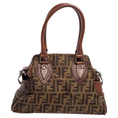 Fendi Tobacco Zucca Canvas and Leather Chef De Jour Bag