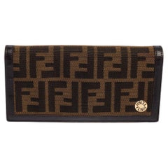 Used Fendi Tobacco Zucca Canvas and Leather Continental Flap Wallet