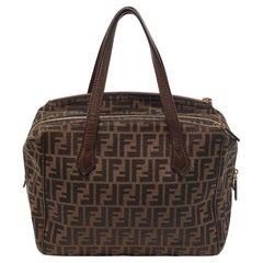 Fendi Tobacco Zucca Canvas and Leather Double Zip Tote