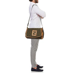 Fendi Tobacco Zucca Canvas and Leather Flap Messenger Bag