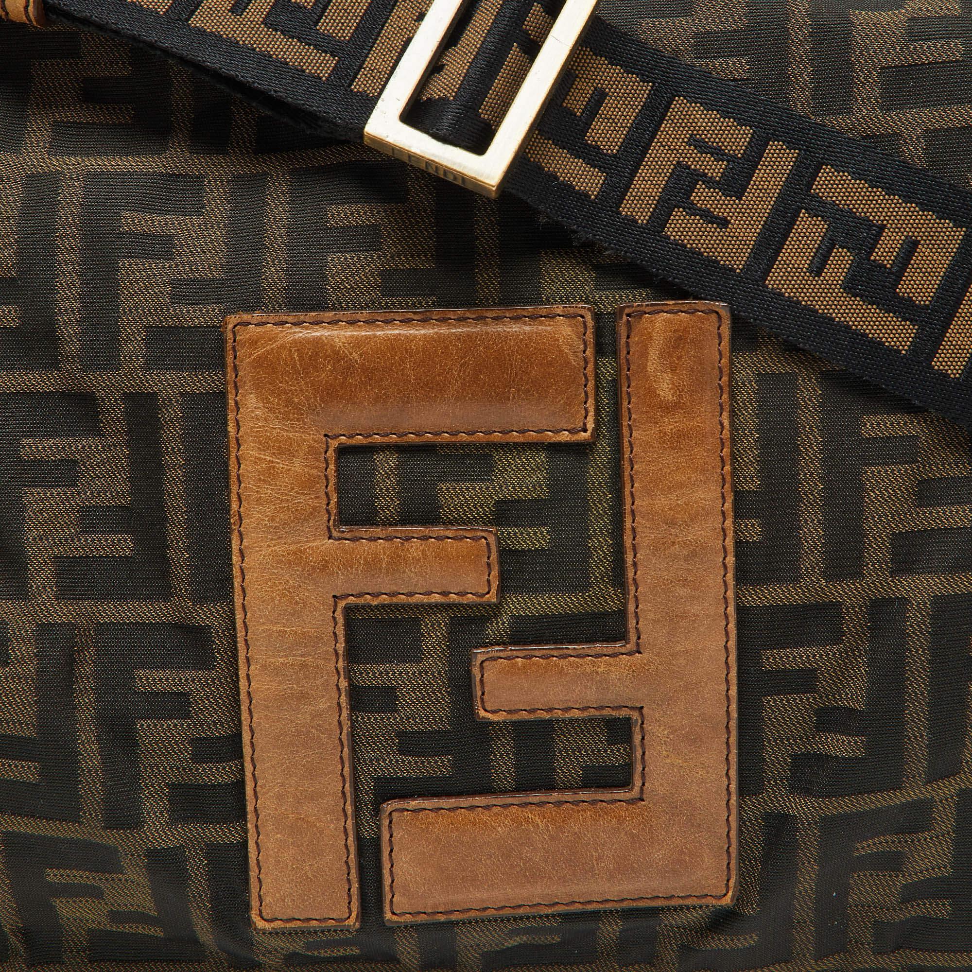 Men's Fendi Tobacco Zucca Canvas and Leather Flap Messenger Bag
