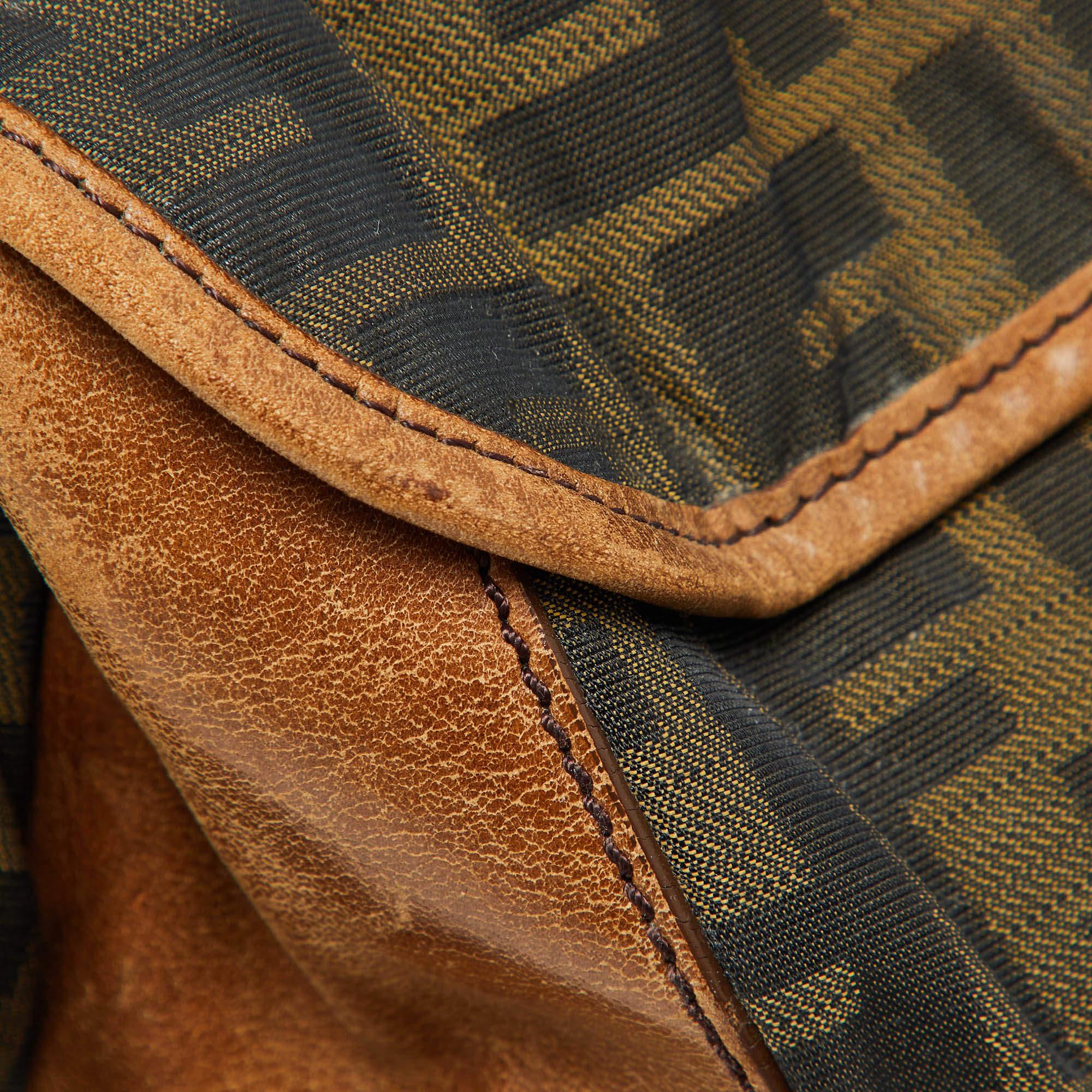 Fendi Tobacco Zucca Canvas and Leather Flap Messenger Bag 3