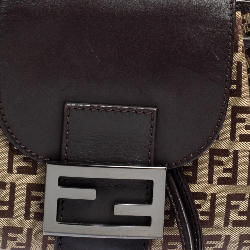 Fendi Tobacco Zucca Canvas and Leather Mama Baguette Bag In Good Condition In Dubai, Al Qouz 2