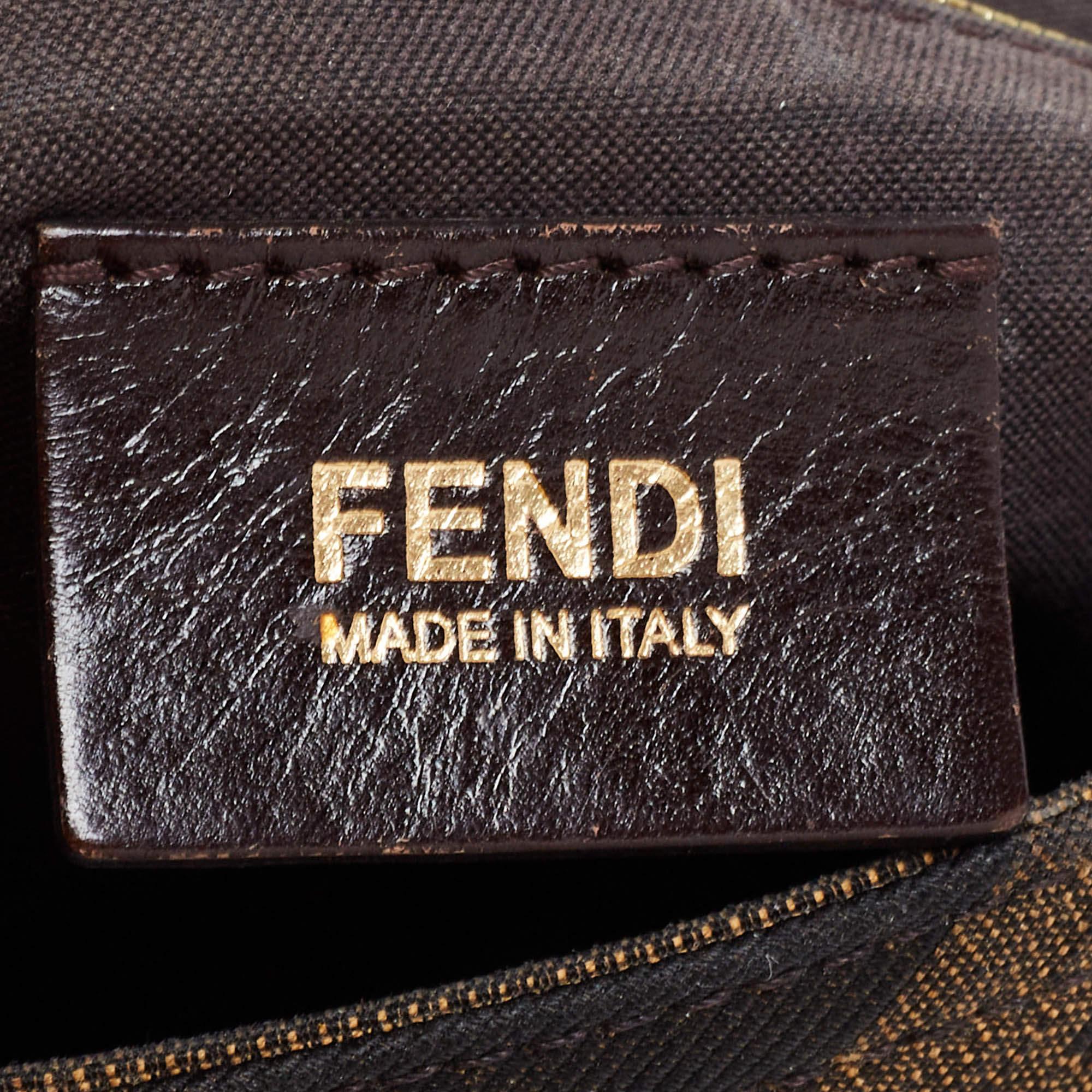 Fendi Tobacco Zucca Canvas and Leather Maxi Baguette Flap Shoulder Bag 10