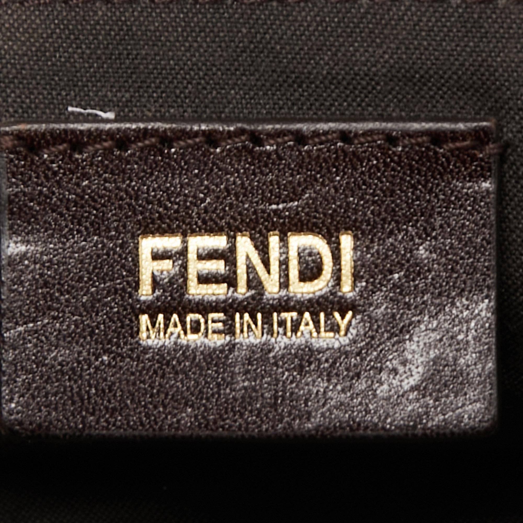 Fendi Tobacco Zucca Canvas and Leather Maxi Baguette Flap Shoulder Bag 2