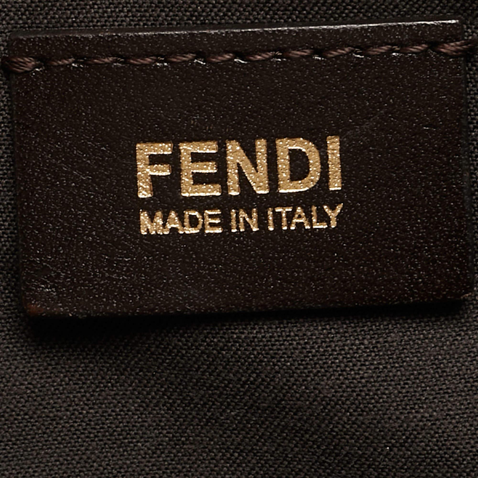 Fendi Tobacco Zucca Canvas and Leather Maxi Baguette Flap Shoulder Bag For Sale 4