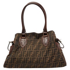 Fendi Tobacco Zucca Canvas and Leather Medium Chef De Jour Tote