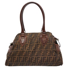 Fendi Tobacco Zucca Canvas and Leather Medium Chef De Jour Tote