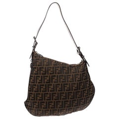 Fendi Tobacco Zucca Canvas and Leather Oyster Hobo