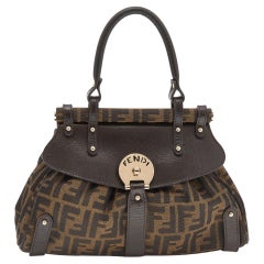 Fendi Tobacco Zucca Canvas und Leder Kleine magische Schultertasche