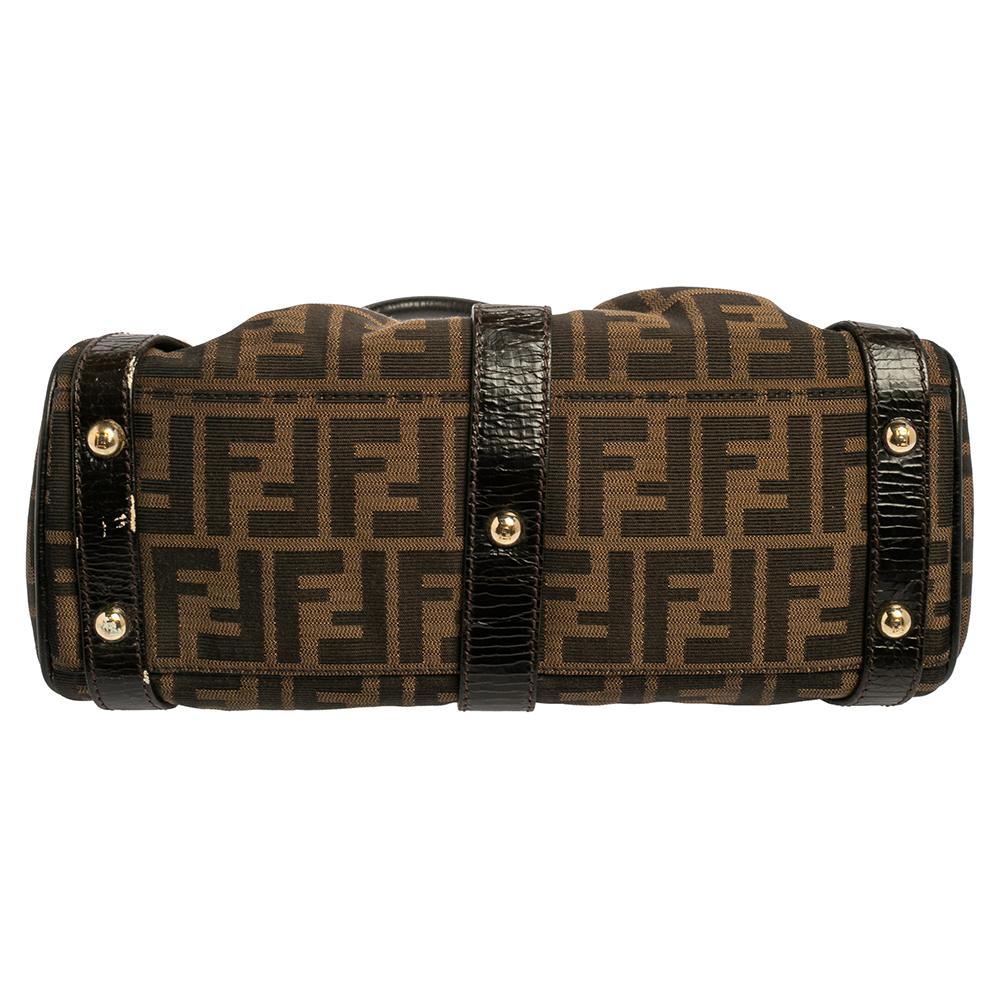 Fendi Tobacco Zucca Canvas und Leder Small Magic Top Handle Tasche 2