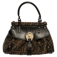 Fendi Tobacco Zucca Canvas und Leder Small Magic Top Handle Tasche