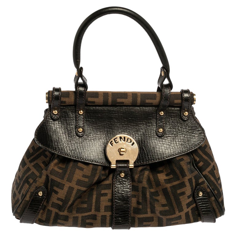 Fendi Tobacco Zucca Canvas And Leather Small Magic Top Handle Bag at  1stDibs