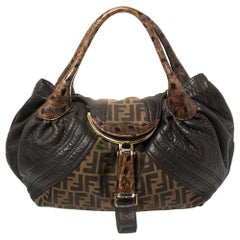 Used Fendi Tobacco Zucca Canvas and Leather Spy Bag