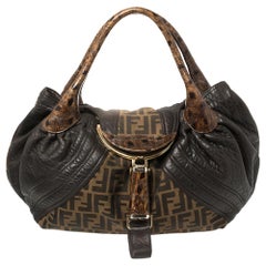 Fendi Tobacco Zucca Canvas and Leather Spy Bag