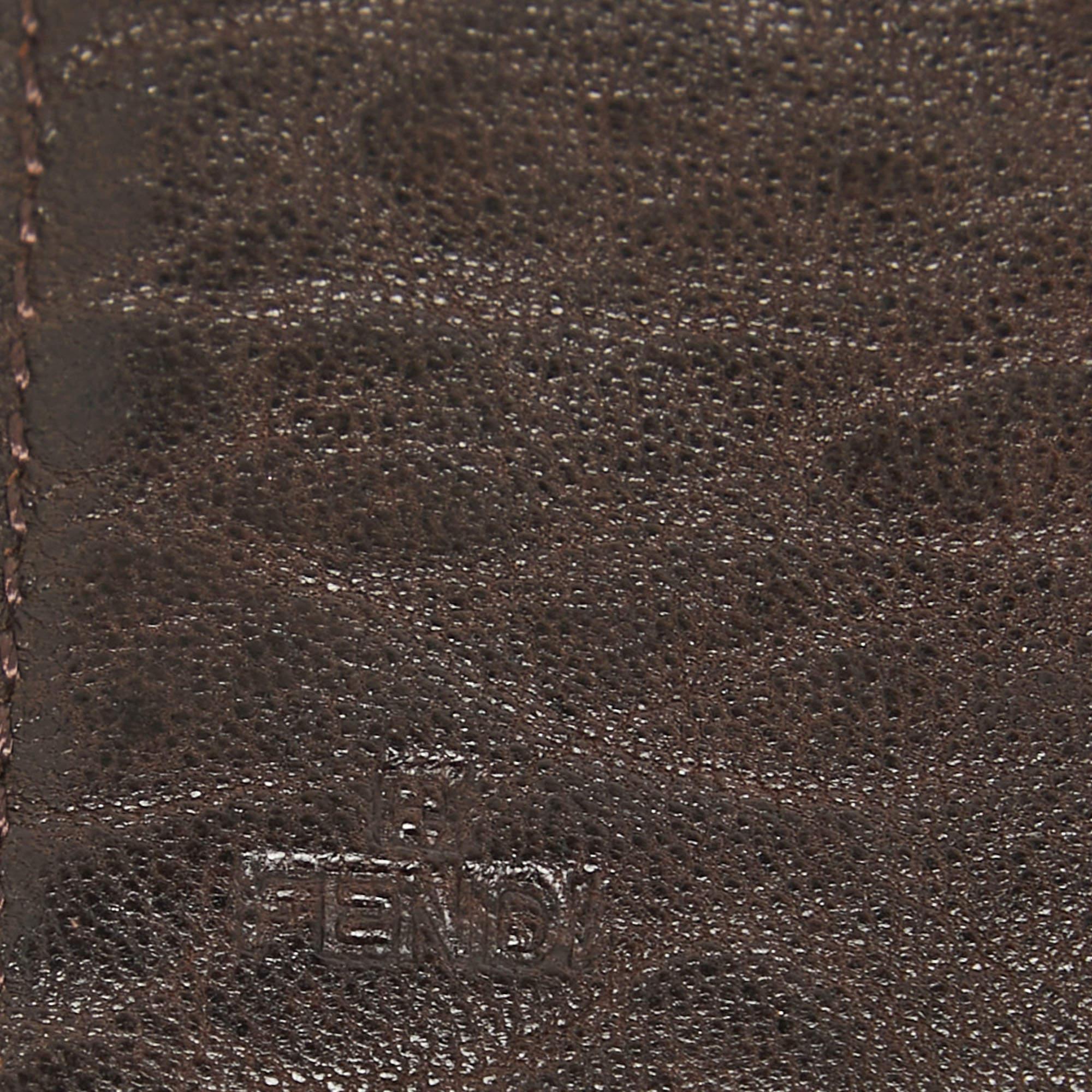Fendi Tobacco Zucca Canvas and Leather Spy Continental Wallet For Sale 4