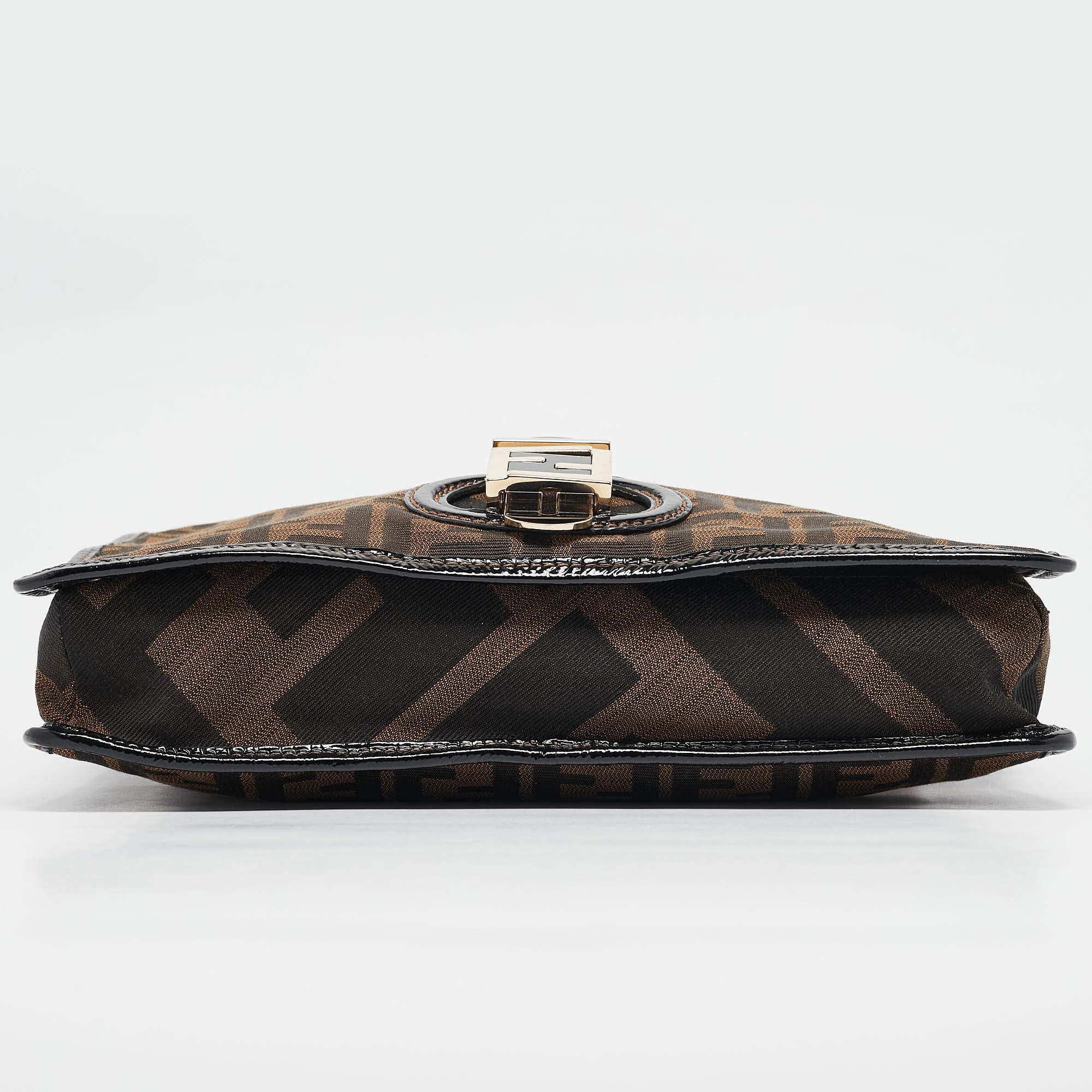 Fendi Tobacco Zucca Canvas and Patent Leather Mama Flap Shoulder Bag 3