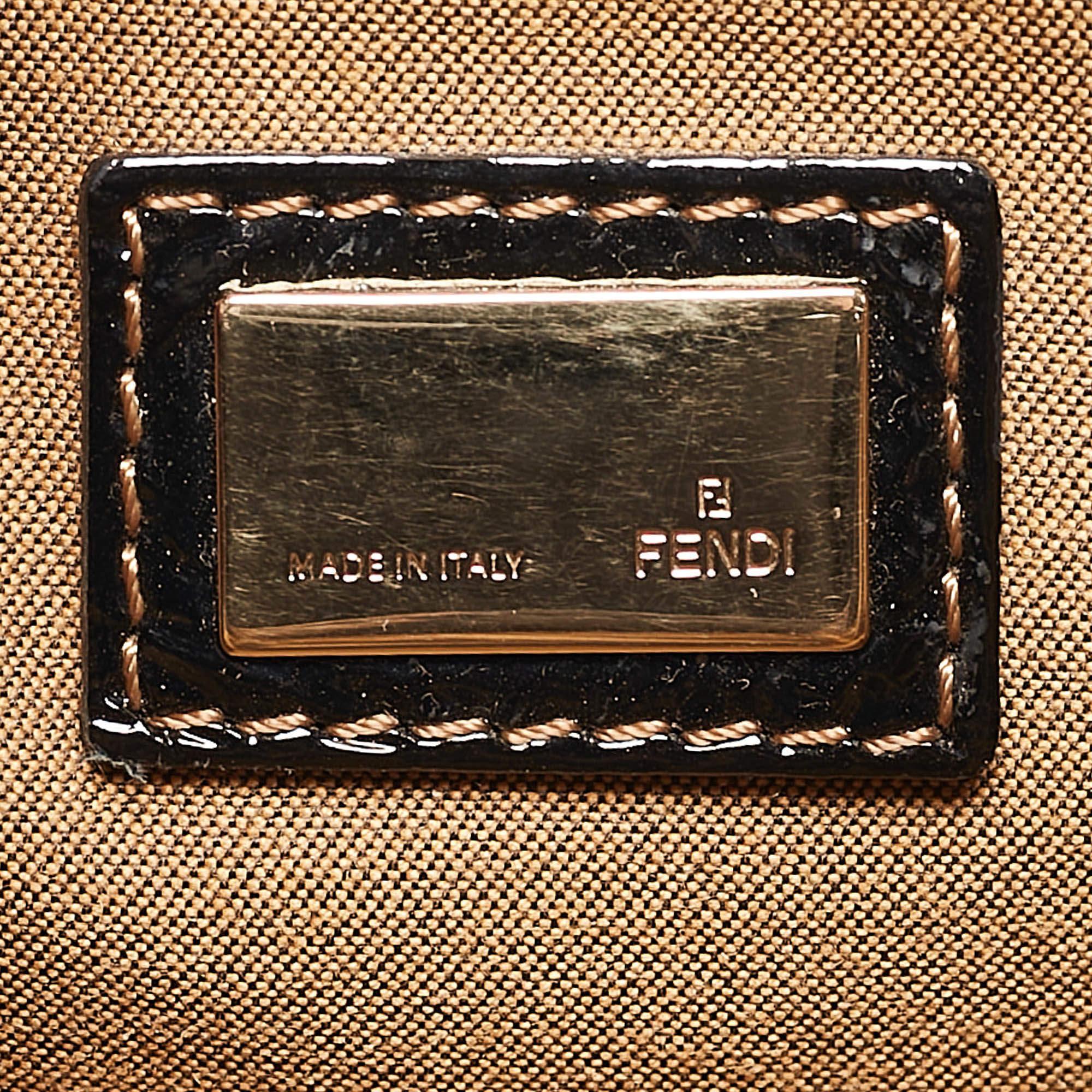 Fendi Tobacco Zucca Canvas and Patent Leather Mama Flap Shoulder Bag 4