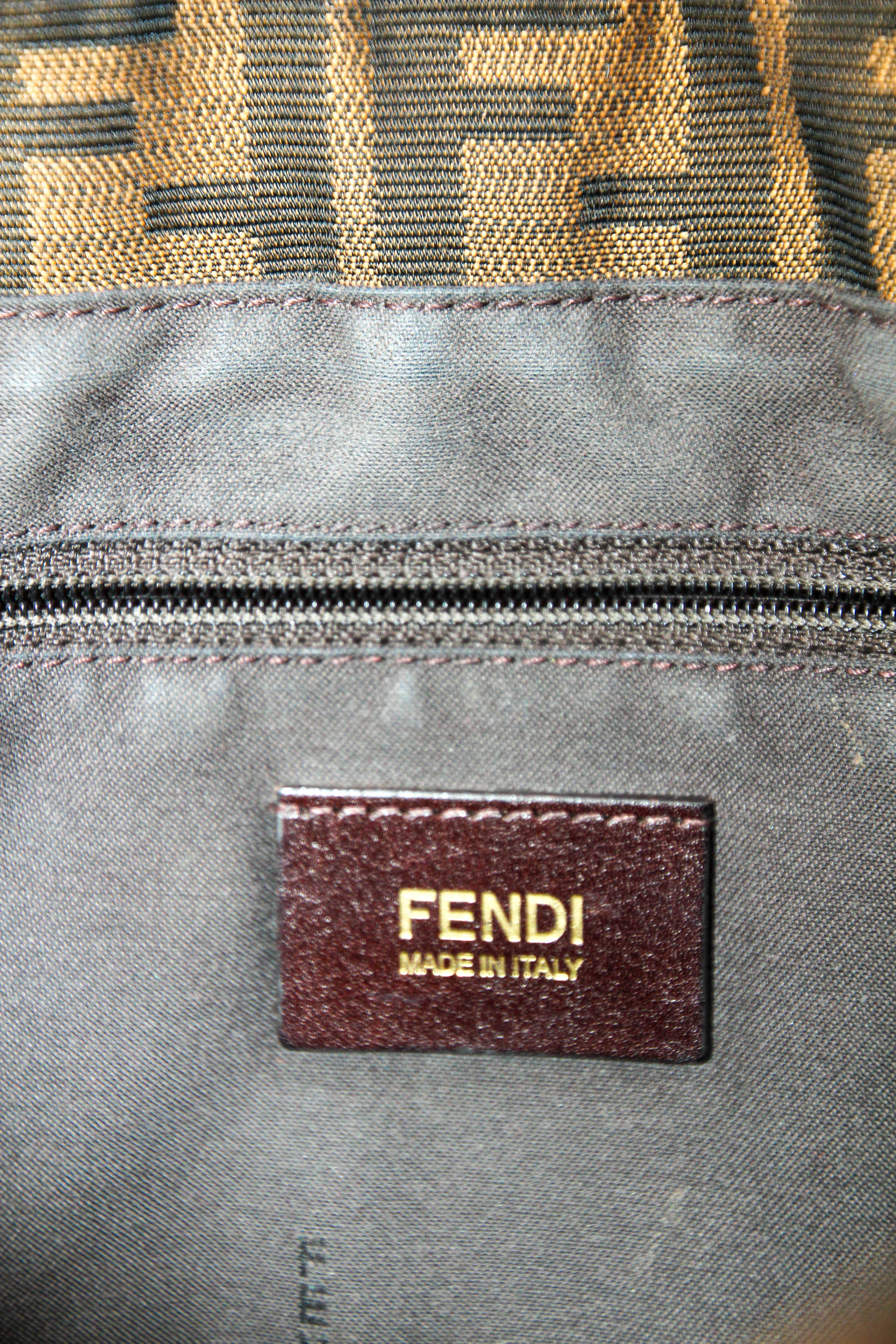 Fendi Tobacco Zucca Canvas and Patent Leather Mia Flap Handbag 10